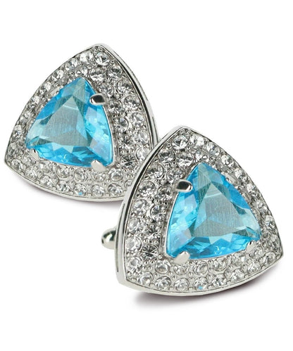 Vittorio Vico Men's Large Triangular Crystal Diamond Set Cufflinks: CL72XX Series - Turquoise and Silver - Cufflinks - Vittorio Vico