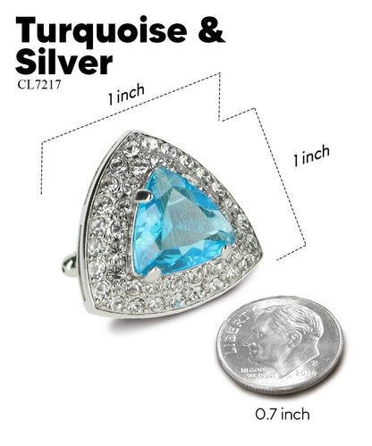 Vittorio Vico Men's Large Triangular Crystal Diamond Set Cufflinks: CL72XX Series - Turquoise and Silver - Cufflinks - Vittorio Vico