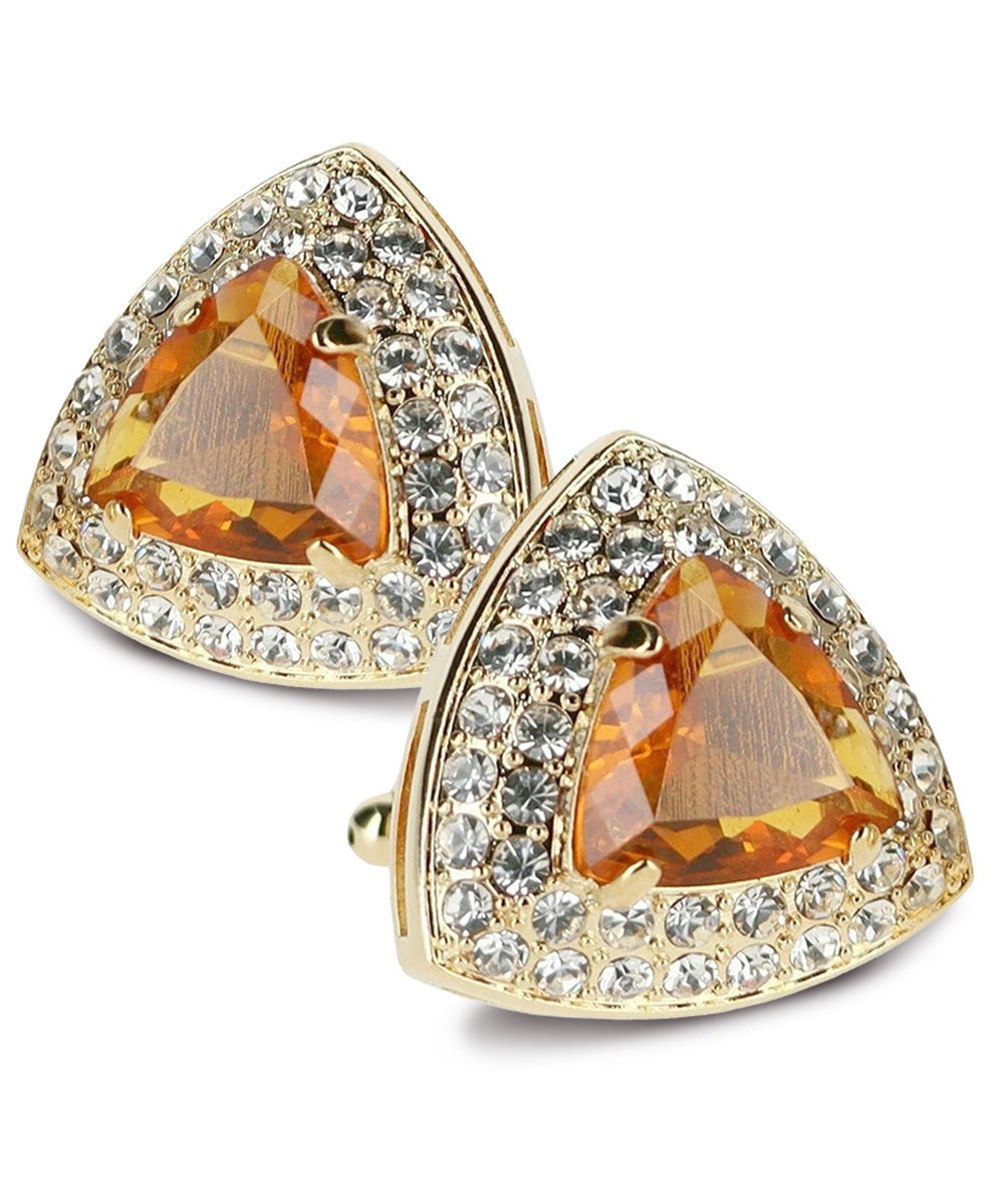 Vittorio Vico Men's Large Triangular Crystal Diamond Set Cufflinks: CL72XX Series - Yellow and Gold - Cufflinks - Vittorio Vico