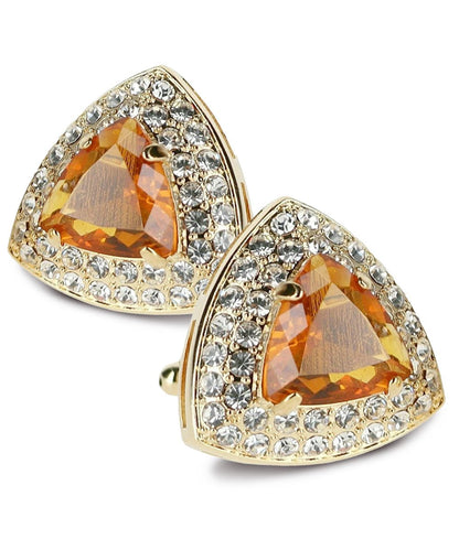 Vittorio Vico Men's Large Triangular Crystal Diamond Set Cufflinks: CL72XX Series - Yellow and Gold - Cufflinks - Vittorio Vico