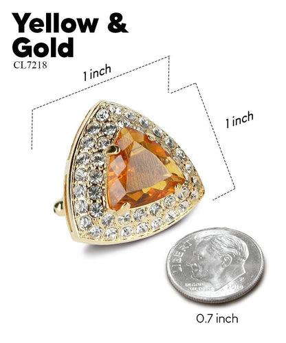 Vittorio Vico Men's Large Triangular Crystal Diamond Set Cufflinks: CL72XX Series - Yellow and Gold - Cufflinks - Vittorio Vico