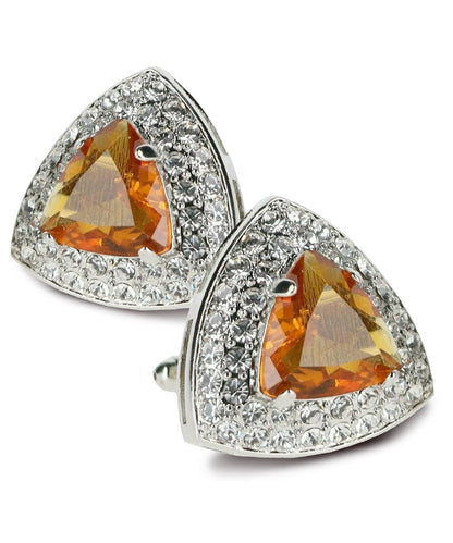 Vittorio Vico Men's Large Triangular Crystal Diamond Set Cufflinks: CL72XX Series - Yellow and Silver - Cufflinks - Vittorio Vico