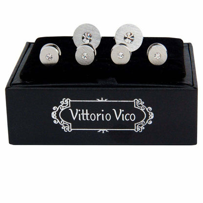 Vittorio Vico Men's Silver Cufflinks & Stud Sets in Gift Box - Silver (FS-143) - Cufflink & Stud Sets - Vittorio Vico