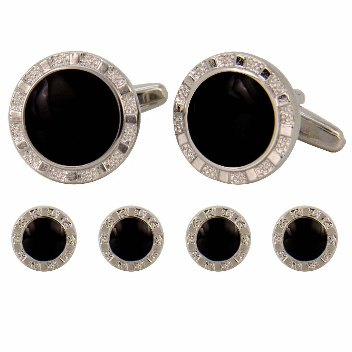 Vittorio Vico Men's Silver Cufflinks & Stud Sets in Gift Box - Silver (FS-171) - Cufflink & Stud Sets - Vittorio Vico