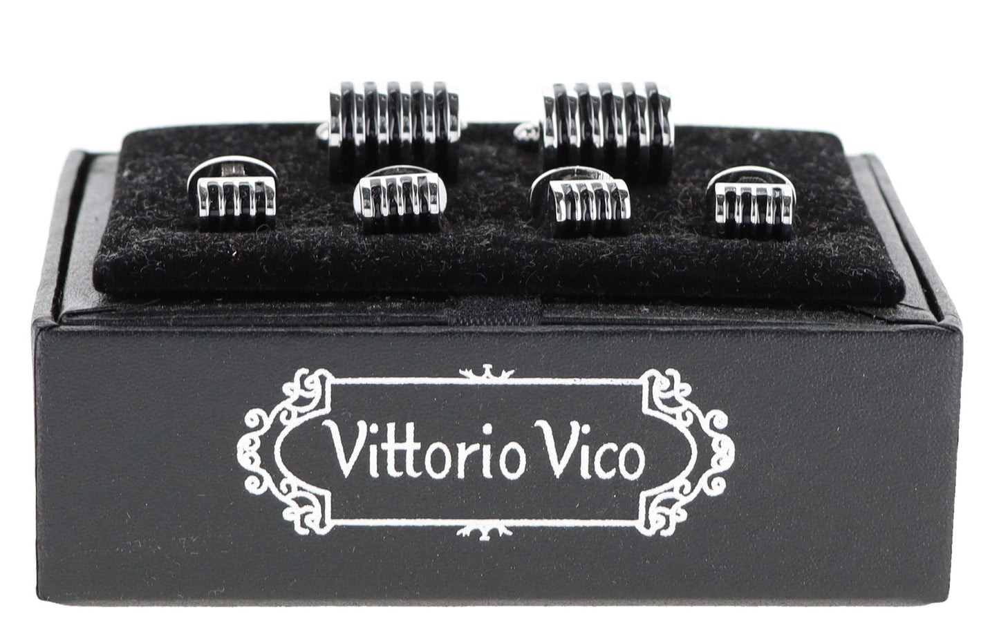 Vittorio Vico Men's Silver Cufflinks & Stud Sets in Gift Box - Silver (FS-20) - Cufflink & Stud Sets - Vittorio Vico