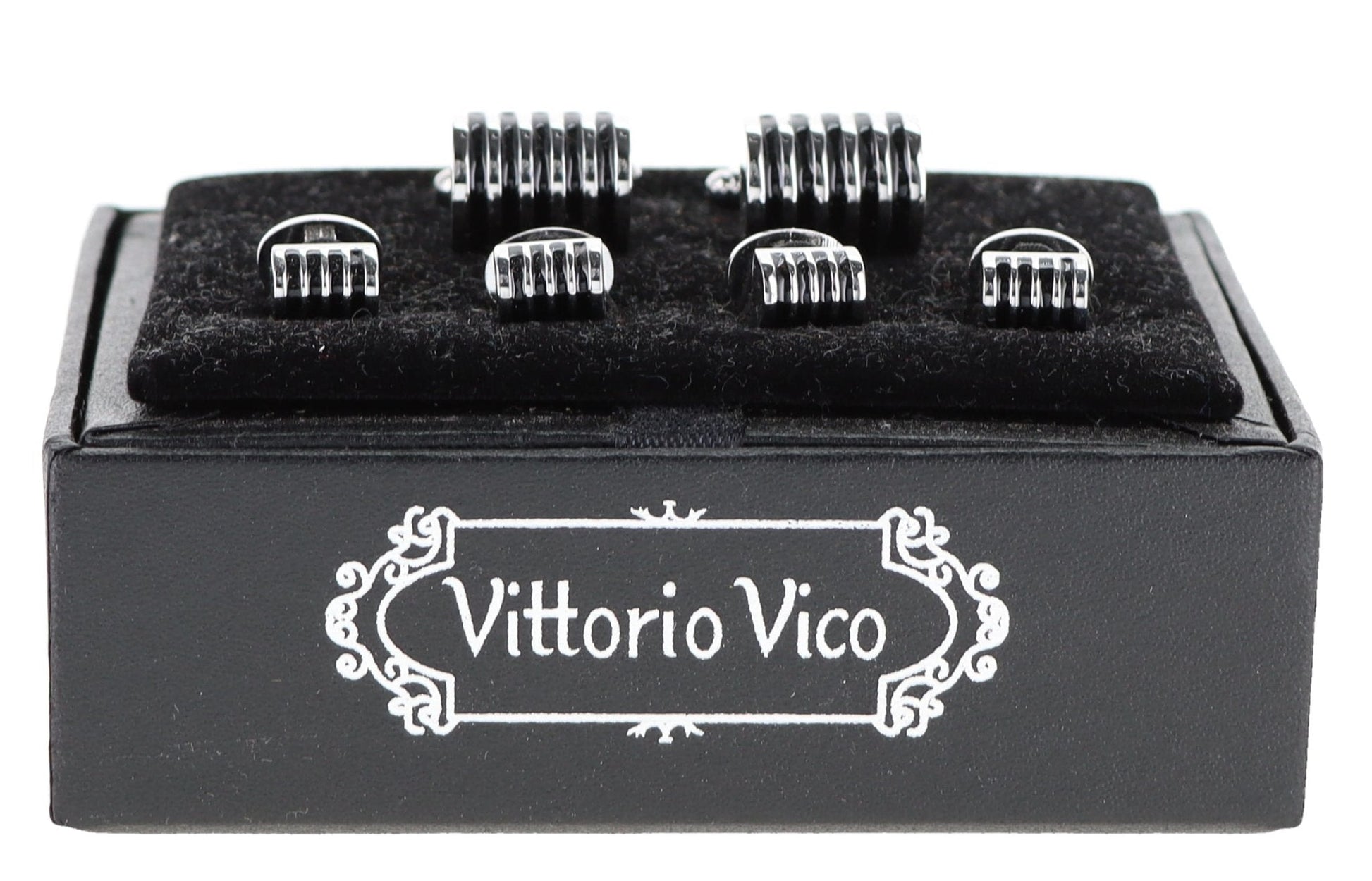 Vittorio Vico Men's Silver Cufflinks & Stud Sets in Gift Box - Silver (FS-20) - Cufflink & Stud Sets - Vittorio Vico