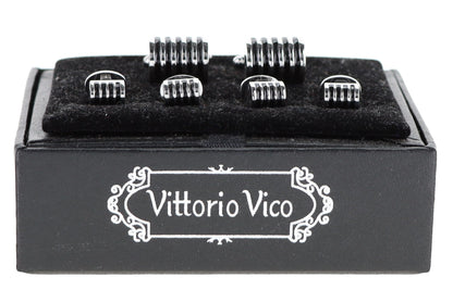 Vittorio Vico Men's Silver Cufflinks & Stud Sets in Gift Box - Silver (FS-20) - Cufflink & Stud Sets - Vittorio Vico
