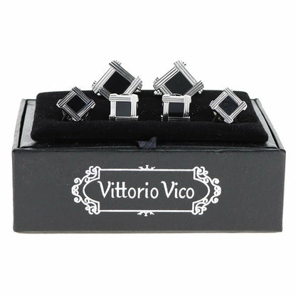 Vittorio Vico Men's Silver Cufflinks & Stud Sets in Gift Box - Silver (FS-20) - Cufflink & Stud Sets - Vittorio Vico