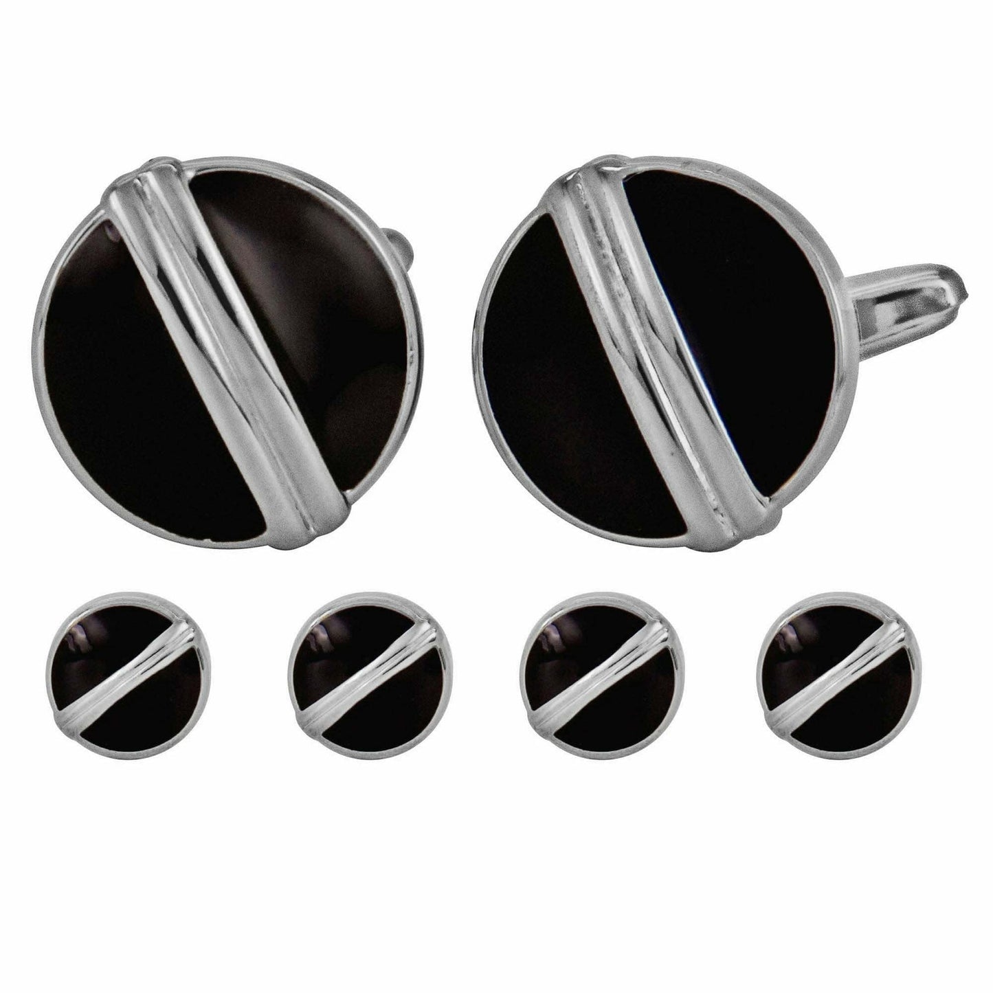 Vittorio Vico Men's Silver Cufflinks & Stud Sets in Gift Box - Silver (FS-90) - Cufflink & Stud Sets - Vittorio Vico