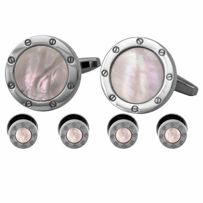 Vittorio Vico Men's Silver Cufflinks & Stud Sets in Gift Box - Silver (FS-92) - Cufflink & Stud Sets - Vittorio Vico