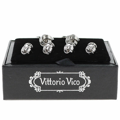 Vittorio Vico Men's Silver Cufflinks & Stud Sets in Gift Box - Silver - Cufflink & Stud Sets - Vittorio Vico