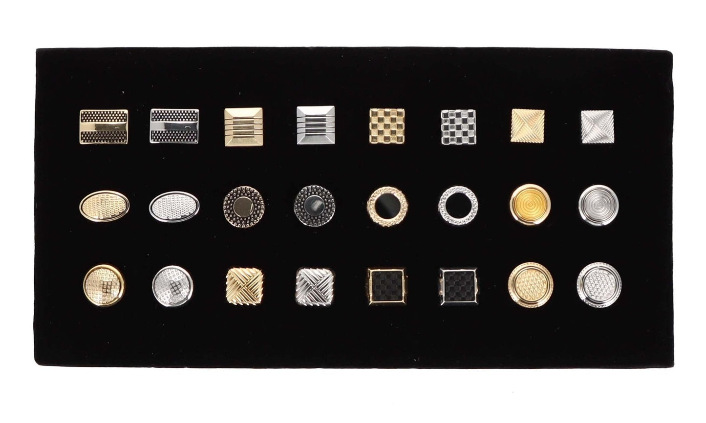 Vittorio Vico Men's Tie Tacks on Presentation Board: 24 Pack - Gold and Silver Plain - Tie Tack - Vittorio Vico