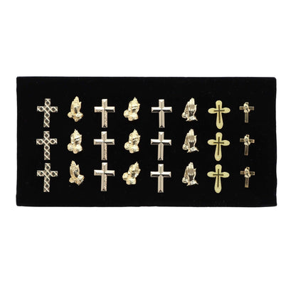 Vittorio Vico Men's Tie Tacks on Presentation Board: 24 Pack - Gold Religious - Tie Tack - Vittorio Vico