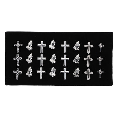 Vittorio Vico Men's Tie Tacks on Presentation Board: 24 Pack - Silver Religious - Tie Tack - Vittorio Vico