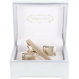 Vittorio Vico Plain Gold Cufflink & Tie Bar Set in Gift Box - CLTB 419 - Cufflink & Tiebar Set - Vittorio Vico