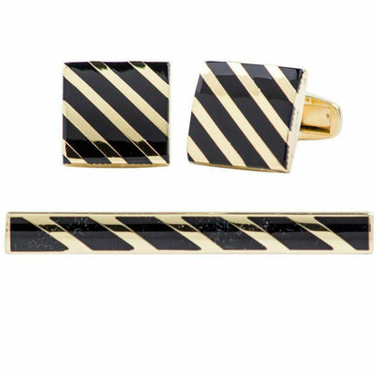 Vittorio Vico Plain Gold Cufflink & Tie Bar Set in Gift Box - CLTB 419 - Cufflink & Tiebar Set - Vittorio Vico