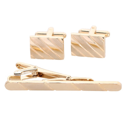 Vittorio Vico Plain Gold Cufflink & Tie Bar Set in Gift Box - CLTB 419 - Cufflink & Tiebar Set - Vittorio Vico
