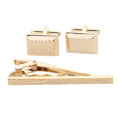 Vittorio Vico Plain Gold Cufflink & Tie Bar Set in Gift Box - CLTB 419 - Cufflink & Tiebar Set - Vittorio Vico
