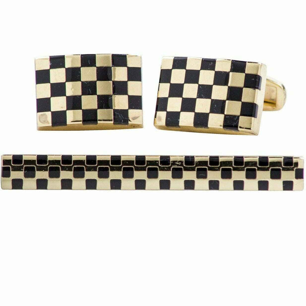 Vittorio Vico Plain Gold Cufflink & Tie Bar Set in Gift Box - CLTB 419 - Cufflink & Tiebar Set - Vittorio Vico