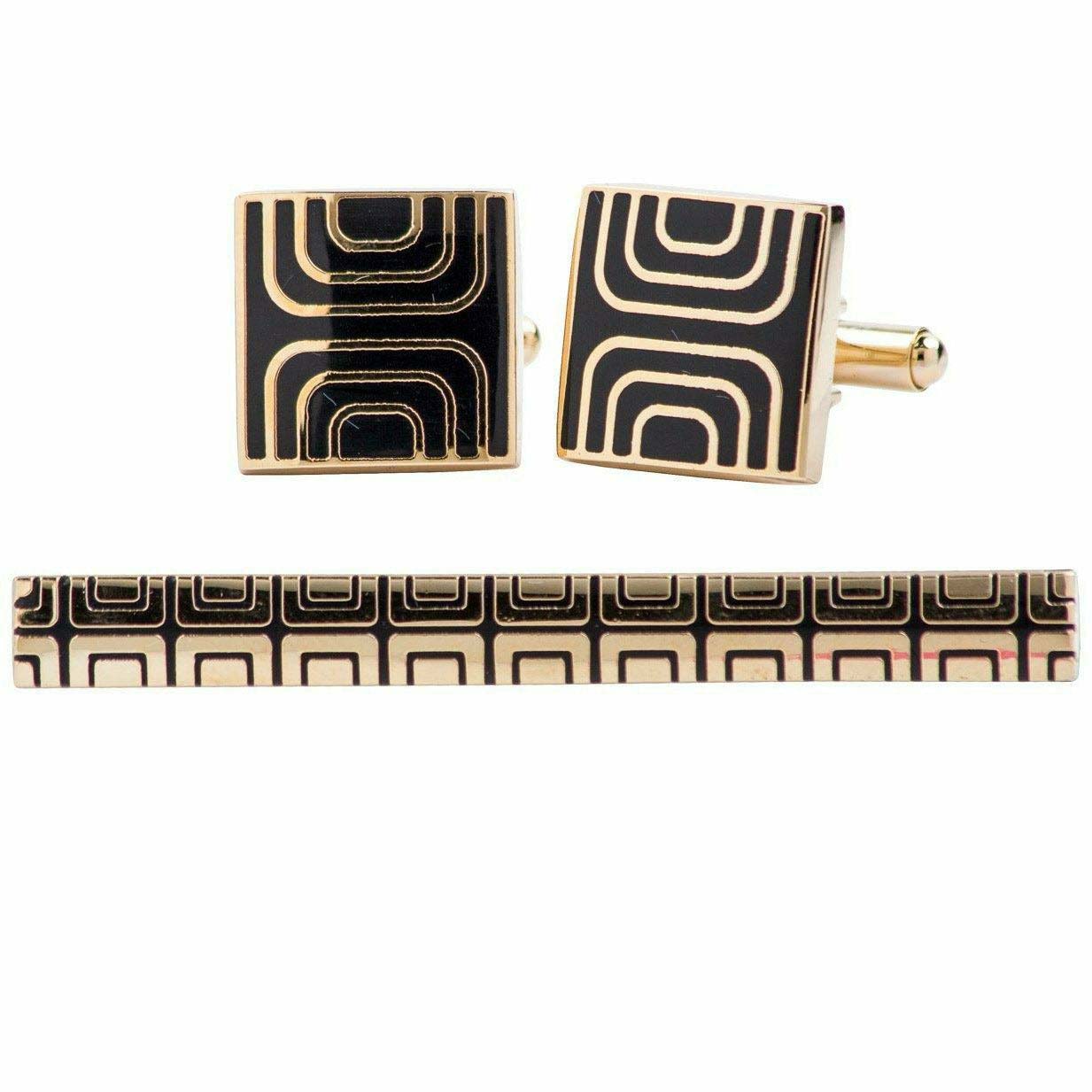 Vittorio Vico Plain Gold Cufflink & Tie Bar Set in Gift Box - CLTB 419 - Cufflink & Tiebar Set - Vittorio Vico