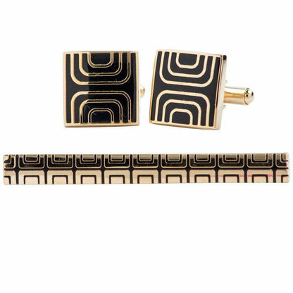 Vittorio Vico Plain Gold Cufflink & Tie Bar Set in Gift Box - CLTB 419 - Cufflink & Tiebar Set - Vittorio Vico