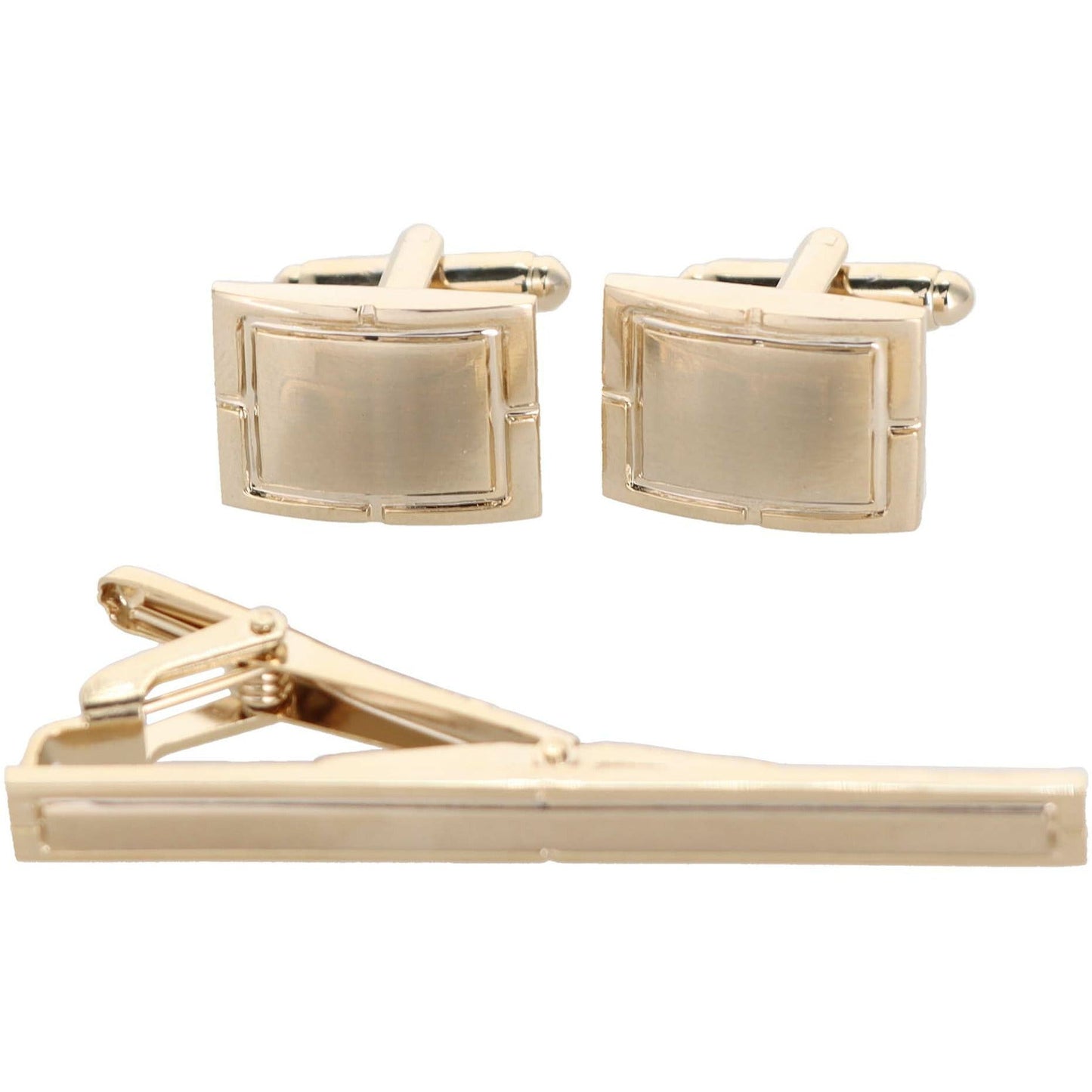 Vittorio Vico Plain Gold Cufflink & Tie Bar Set in Gift Box - CLTB 419 - Cufflink & Tiebar Set - Vittorio Vico