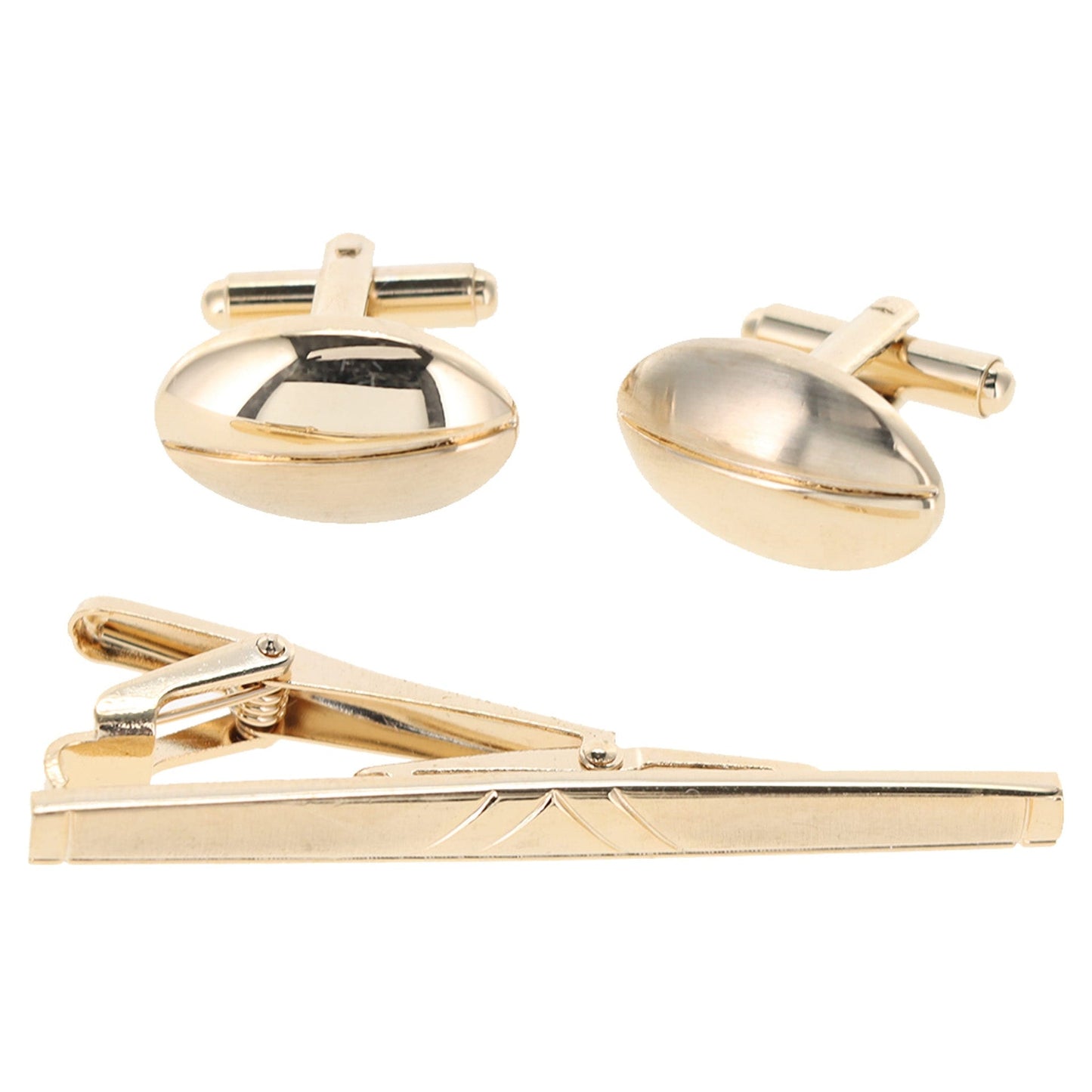 Vittorio Vico Plain Gold Cufflink & Tie Bar Set in Gift Box - CLTB 419 - Cufflink & Tiebar Set - Vittorio Vico