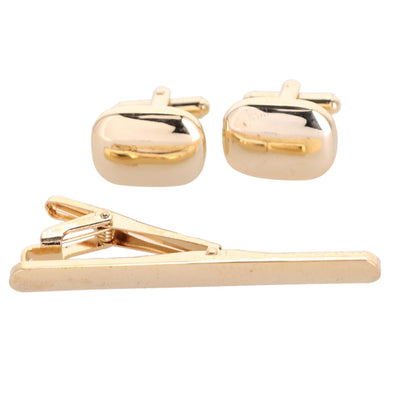 Vittorio Vico Plain Gold Cufflink & Tie Bar Set in Gift Box - CLTB 447 - Cufflink & Tiebar Set - Vittorio Vico