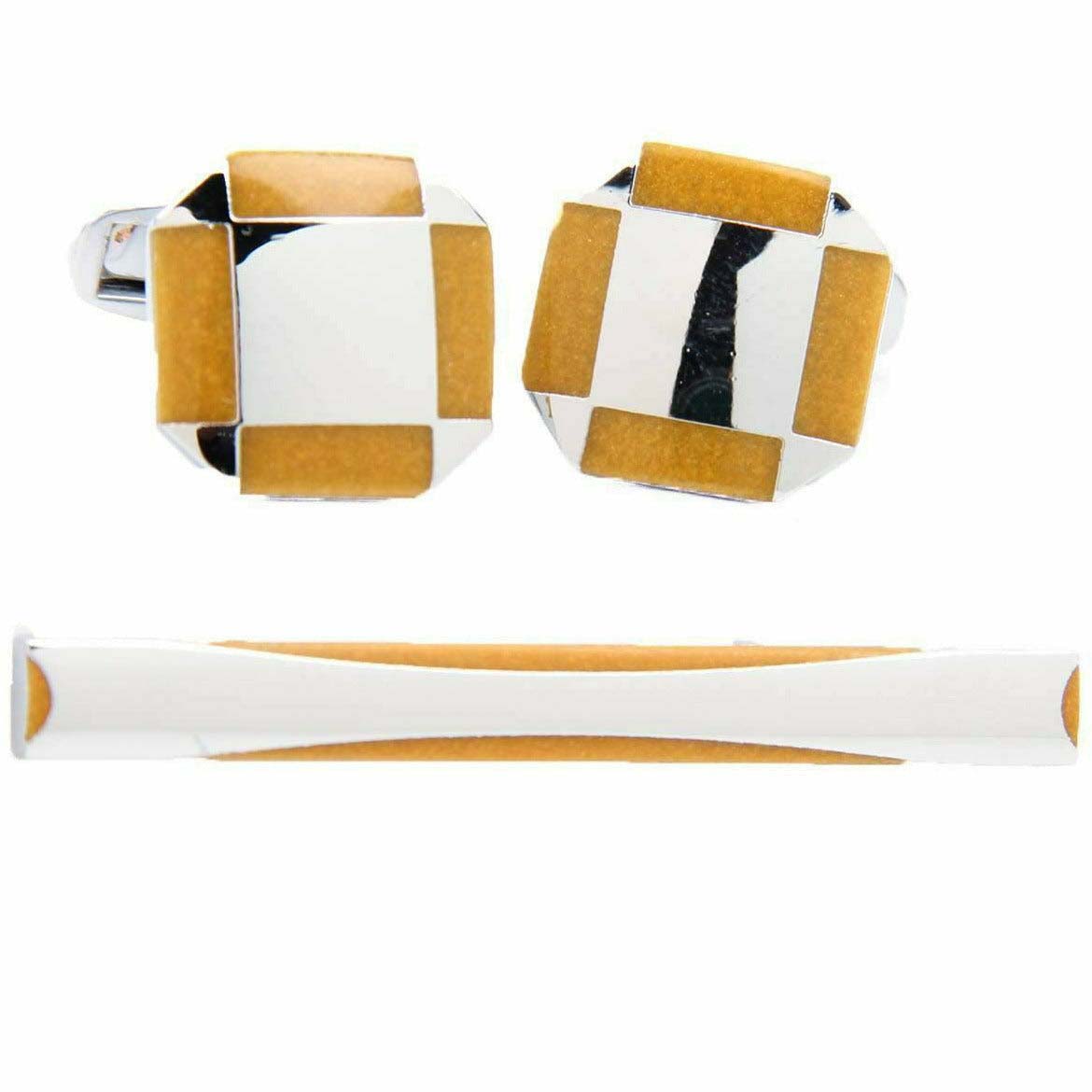 Vittorio Vico Plain Gold Cufflink & Tie Bar Set in Gift Box - CLTB 447 - Cufflink & Tiebar Set - Vittorio Vico