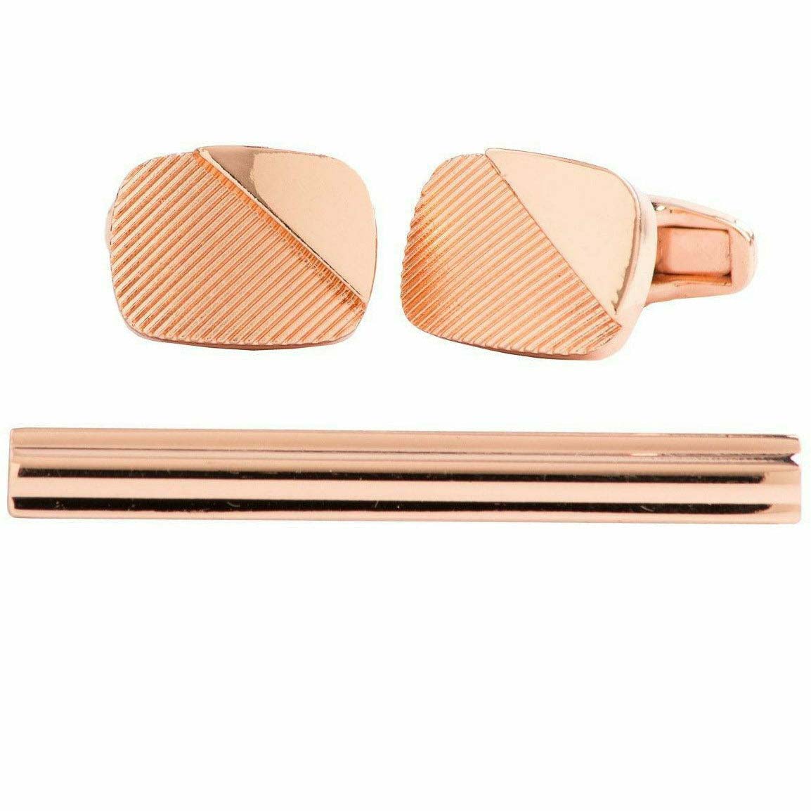 Vittorio Vico Plain Gold Cufflink & Tie Bar Set in Gift Box - CLTB 447 - Cufflink & Tiebar Set - Vittorio Vico