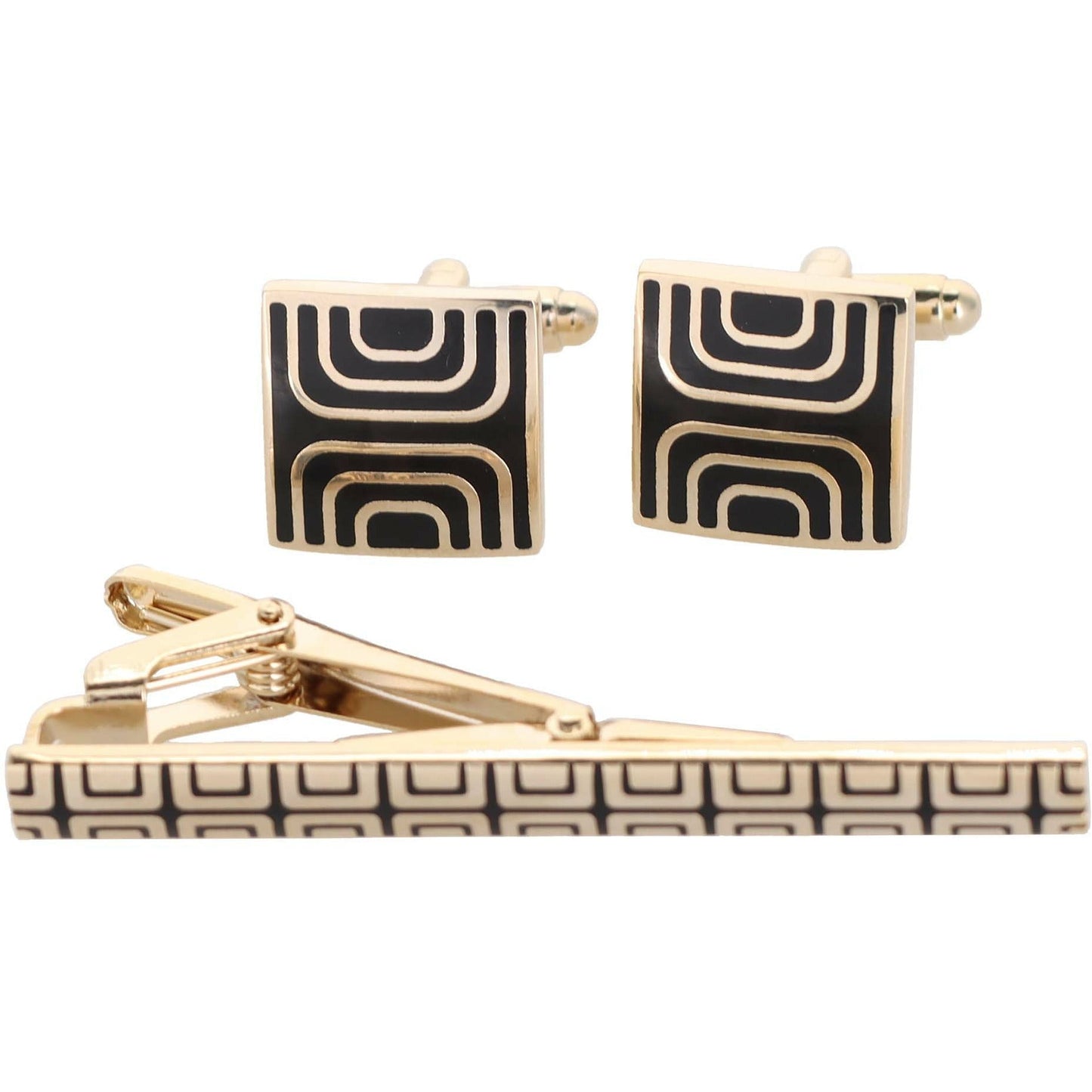 Vittorio Vico Plain Gold Cufflink & Tie Bar Set in Gift Box - CLTB 461 - Cufflink & Tiebar Set - Vittorio Vico