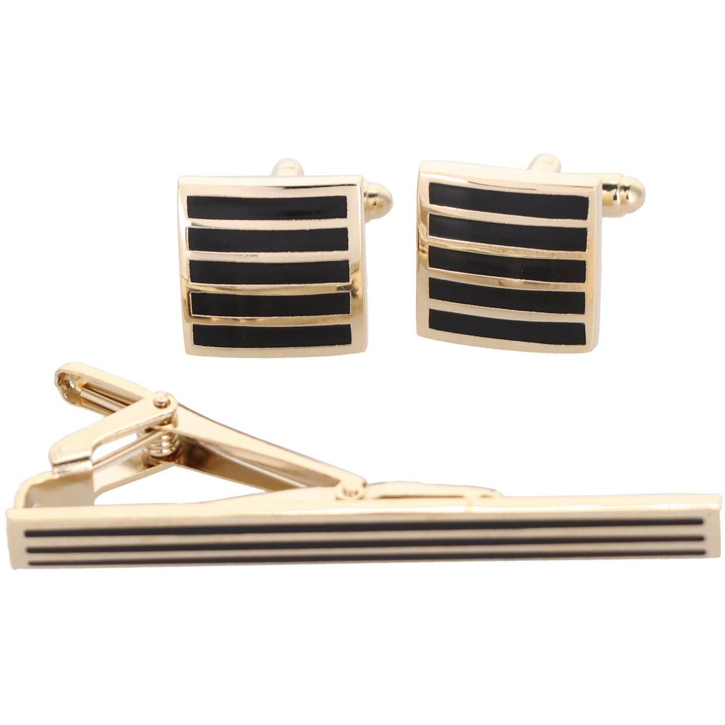 Vittorio Vico Plain Gold Cufflink & Tie Bar Set in Gift Box - CLTB 465 - Cufflink & Tiebar Set - Vittorio Vico