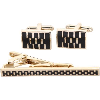Vittorio Vico Plain Gold Cufflink & Tie Bar Set in Gift Box - CLTB 467 - Cufflink & Tiebar Set - Vittorio Vico