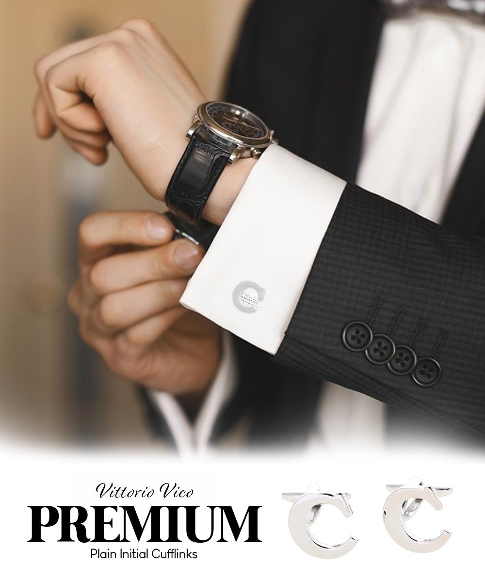 Vittorio Vico Plain Initial Cufflinks in Gift Box - Gold - Initial Cufflinks - Vittorio Vico