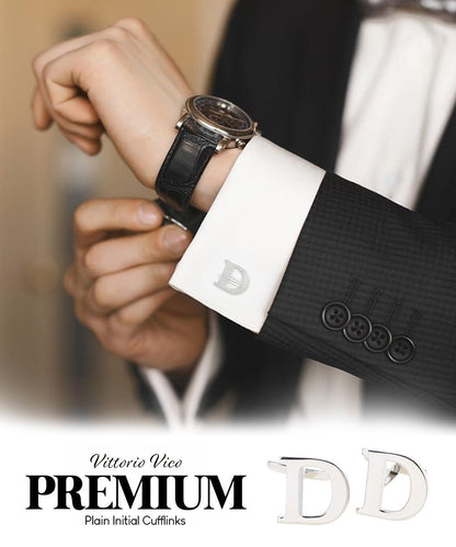 Vittorio Vico Plain Initial Cufflinks in Gift Box - Silver - Initial Cufflinks - Vittorio Vico