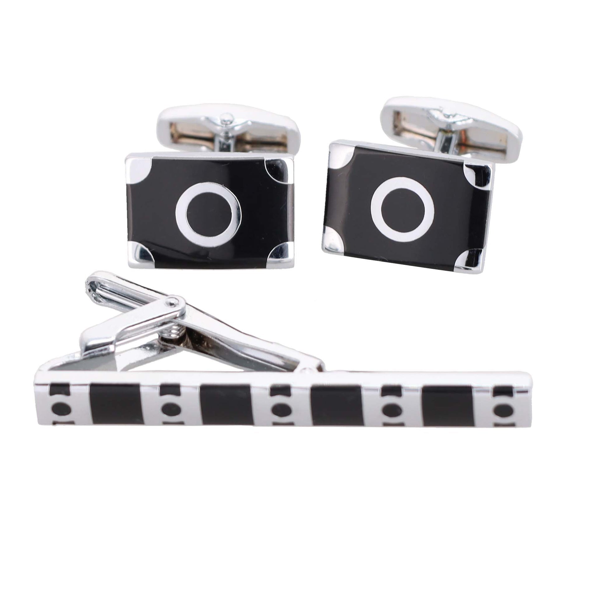 Vittorio Vico Plain Silver Cufflink & Tie Bar Set in Gift Box - CLTB 446 - Cufflink & Tiebar Set - Vittorio Vico