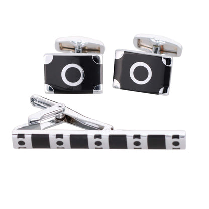 Vittorio Vico Plain Silver Cufflink & Tie Bar Set in Gift Box - CLTB 446 - Cufflink & Tiebar Set - Vittorio Vico
