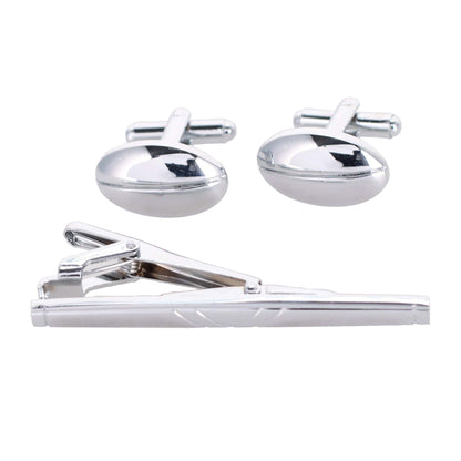 Vittorio Vico Plain Silver Cufflink & Tie Bar Set in Gift Box - CLTB 446 - Cufflink & Tiebar Set - Vittorio Vico