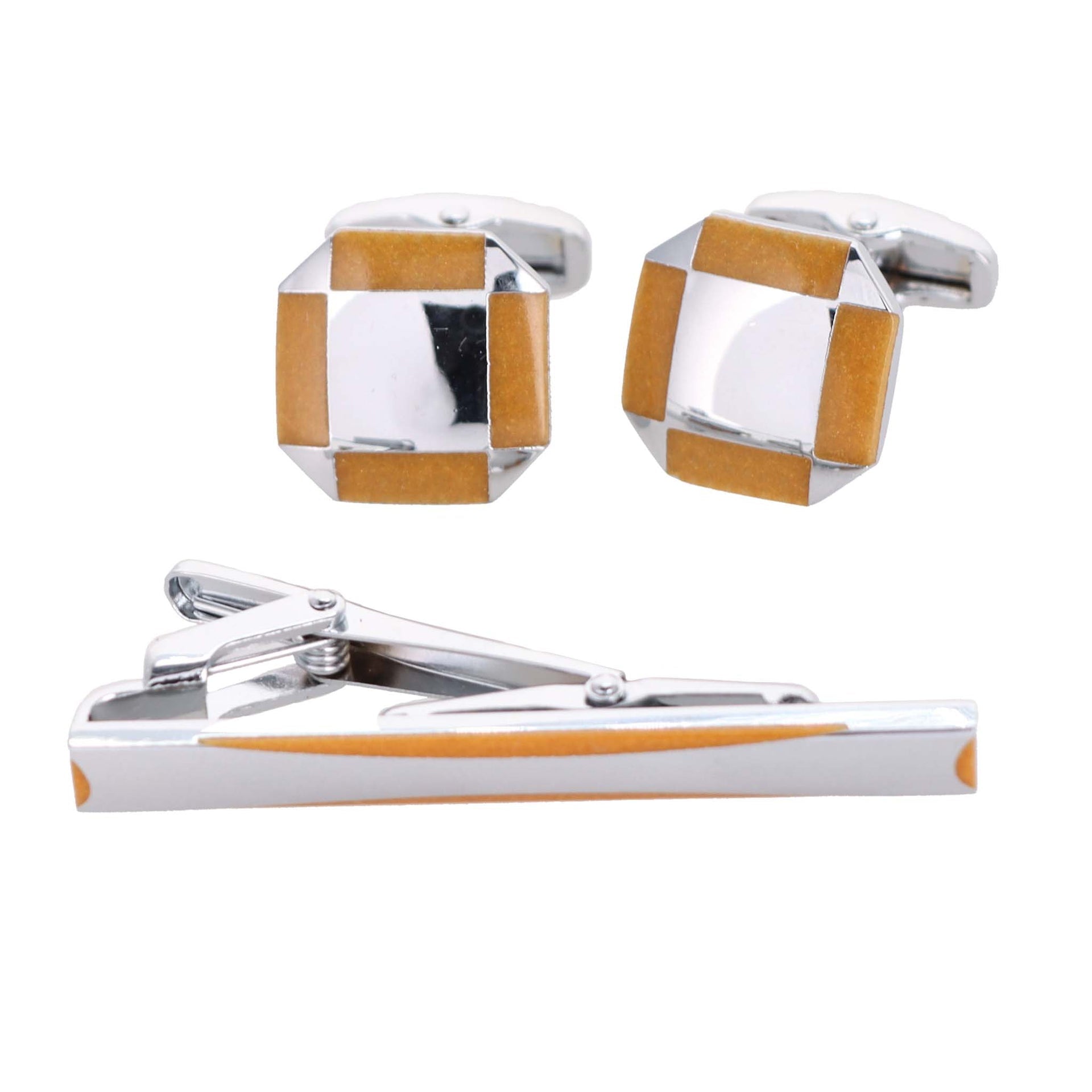 Vittorio Vico Plain Silver Cufflink & Tie Bar Set in Gift Box - CLTB 446 - Cufflink & Tiebar Set - Vittorio Vico