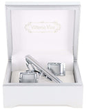 Vittorio Vico Plain Silver Cufflink & Tie Bar Set in Gift Box - CLTB 446 - Cufflink & Tiebar Set - Vittorio Vico