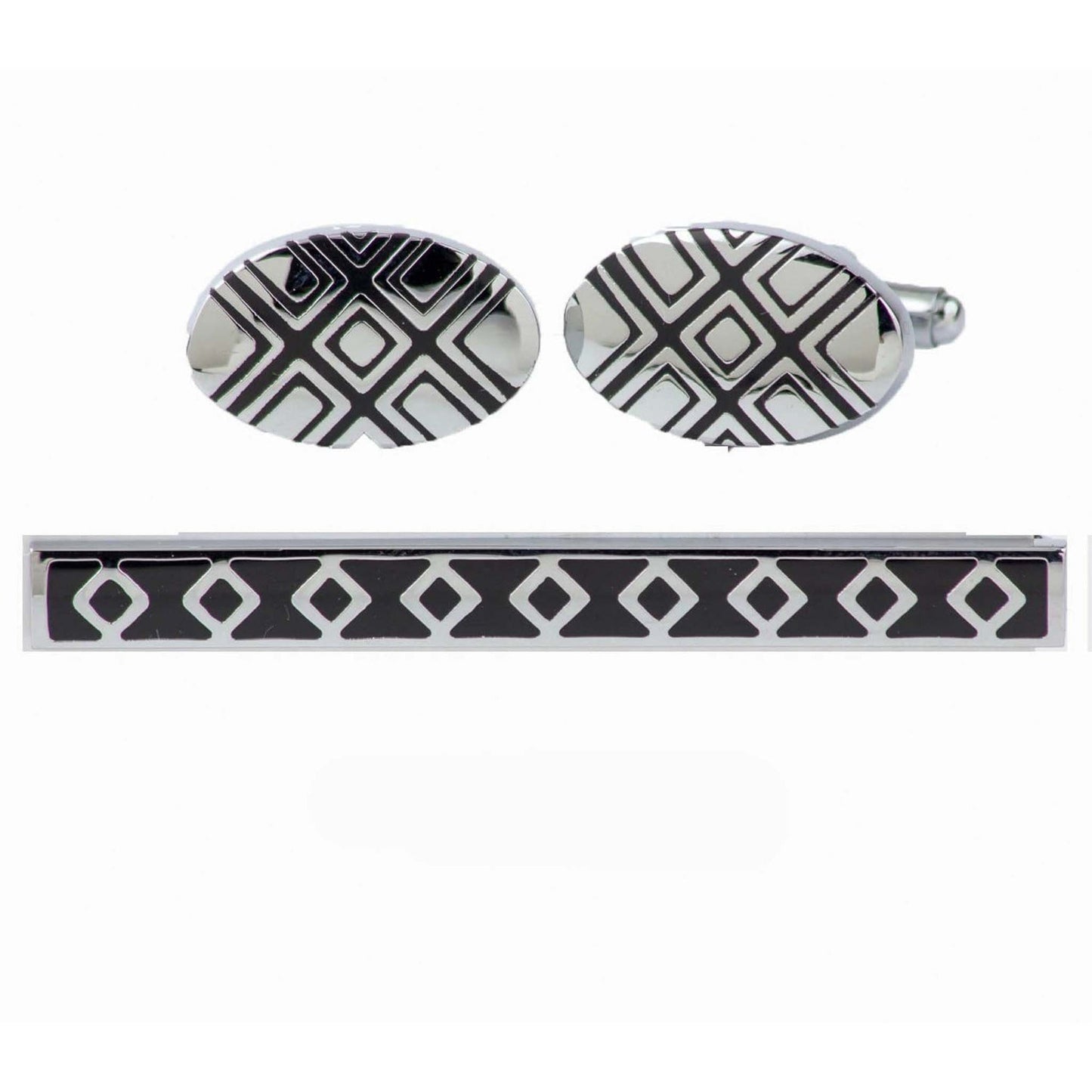 Vittorio Vico Plain Silver Cufflink & Tie Bar Set in Gift Box - CLTB 446 - Cufflink & Tiebar Set - Vittorio Vico