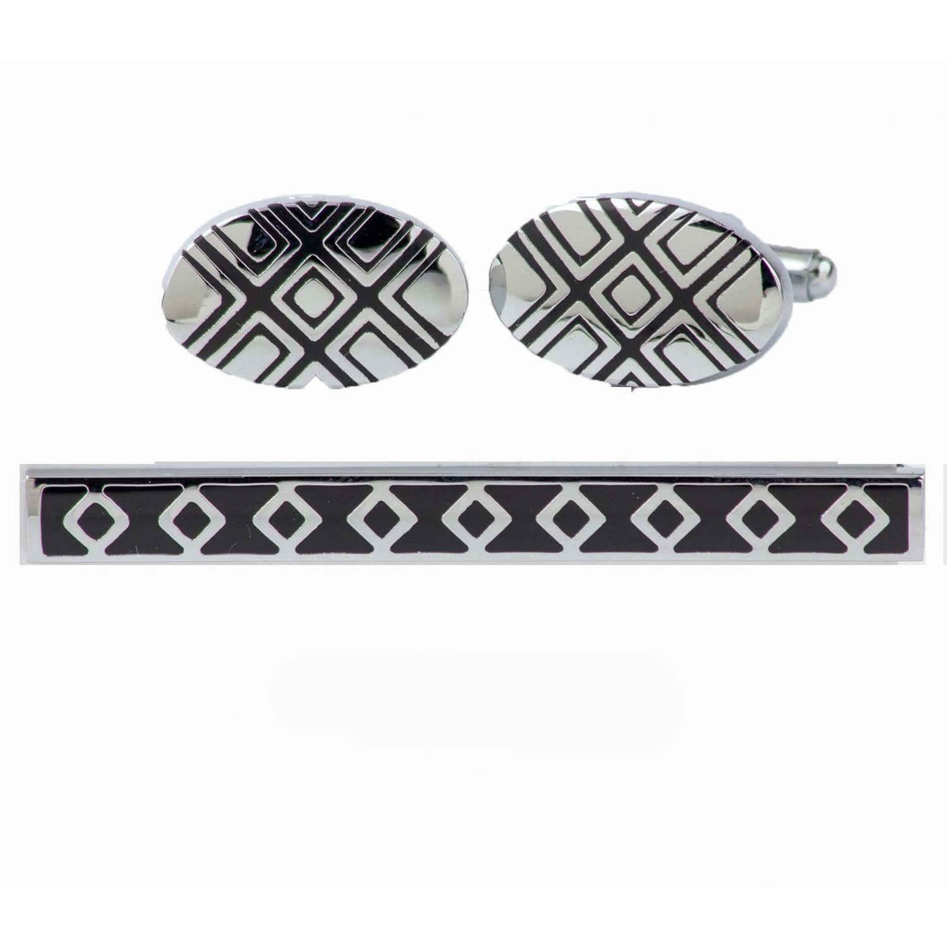 Vittorio Vico Plain Silver Cufflink & Tie Bar Set in Gift Box - CLTB 446 - Cufflink & Tiebar Set - Vittorio Vico