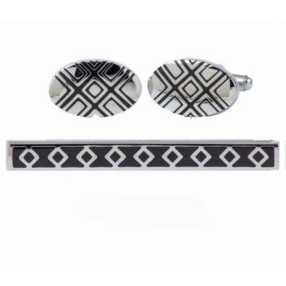 Vittorio Vico Plain Silver Cufflink & Tie Bar Set in Gift Box - CLTB 446 - Cufflink & Tiebar Set - Vittorio Vico