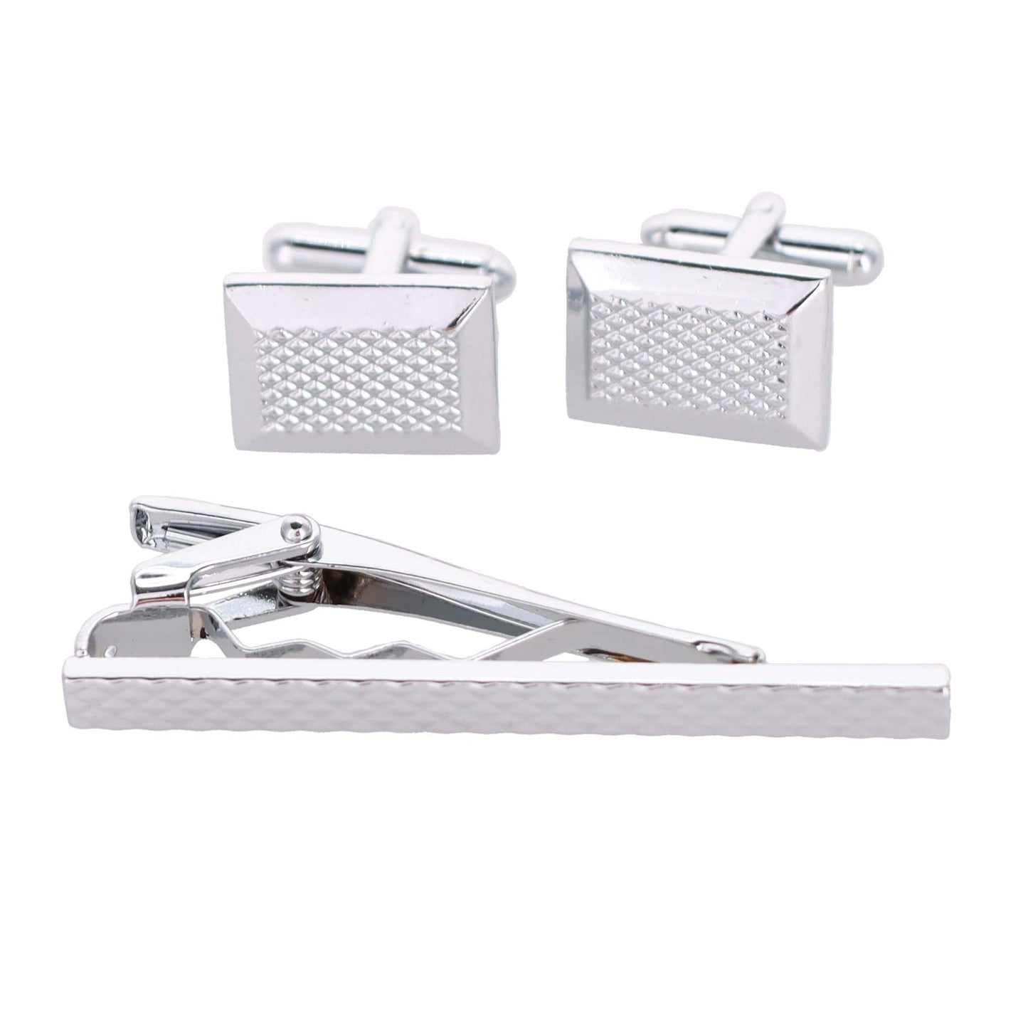 Vittorio Vico Plain Silver Cufflink & Tie Bar Set in Gift Box - CLTB 446 - Cufflink & Tiebar Set - Vittorio Vico