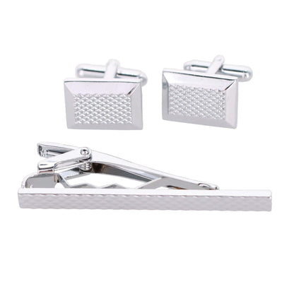 Vittorio Vico Plain Silver Cufflink & Tie Bar Set in Gift Box - CLTB 446 - Cufflink & Tiebar Set - Vittorio Vico