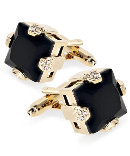 Vittorio Vico Princess Cut Colorstone Cufflinks: CL13XX Series - Black and Gold - Cufflinks - Vittorio Vico