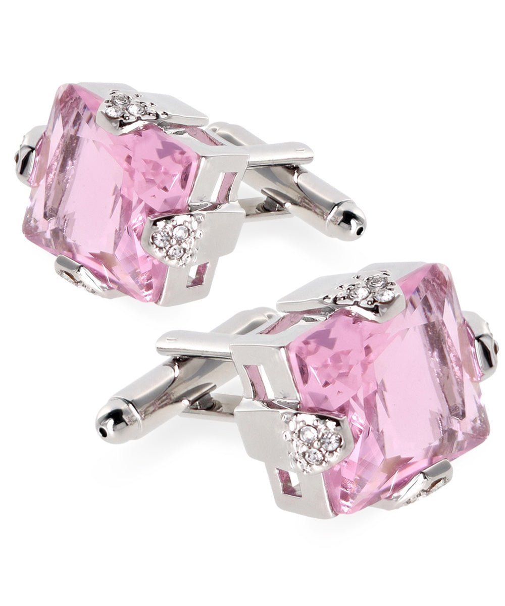 Vittorio Vico Princess Cut Colorstone Cufflinks: CL13XX Series - Pink and Silver - Cufflinks - Vittorio Vico