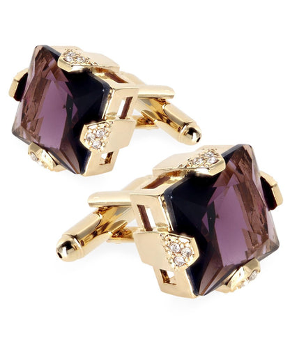 Vittorio Vico Princess Cut Colorstone Cufflinks: CL13XX Series - Purple and Gold - Cufflinks - Vittorio Vico
