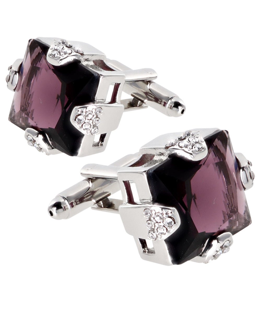Vittorio Vico Princess Cut Colorstone Cufflinks: CL13XX Series - Purple and Silver - Cufflinks - Vittorio Vico