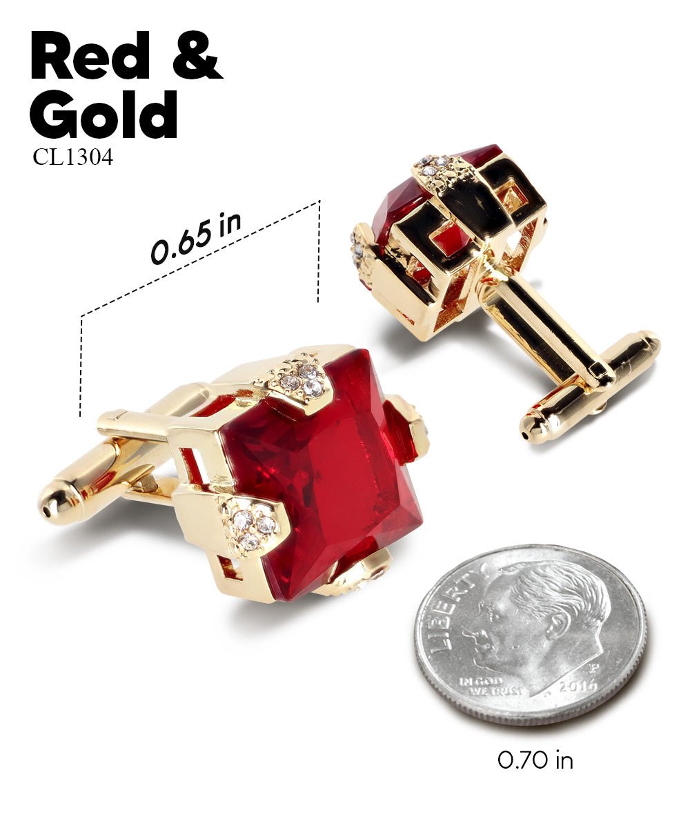 Vittorio Vico Princess Cut Colorstone Cufflinks: CL13XX Series - Black and Gold - Cufflinks - Vittorio Vico